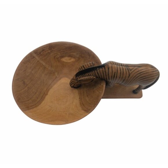 Hand-Carved Wooden Zebra Design Bowl  Decorative & Functional Piece  Ideal For T - Picture 5 of 12